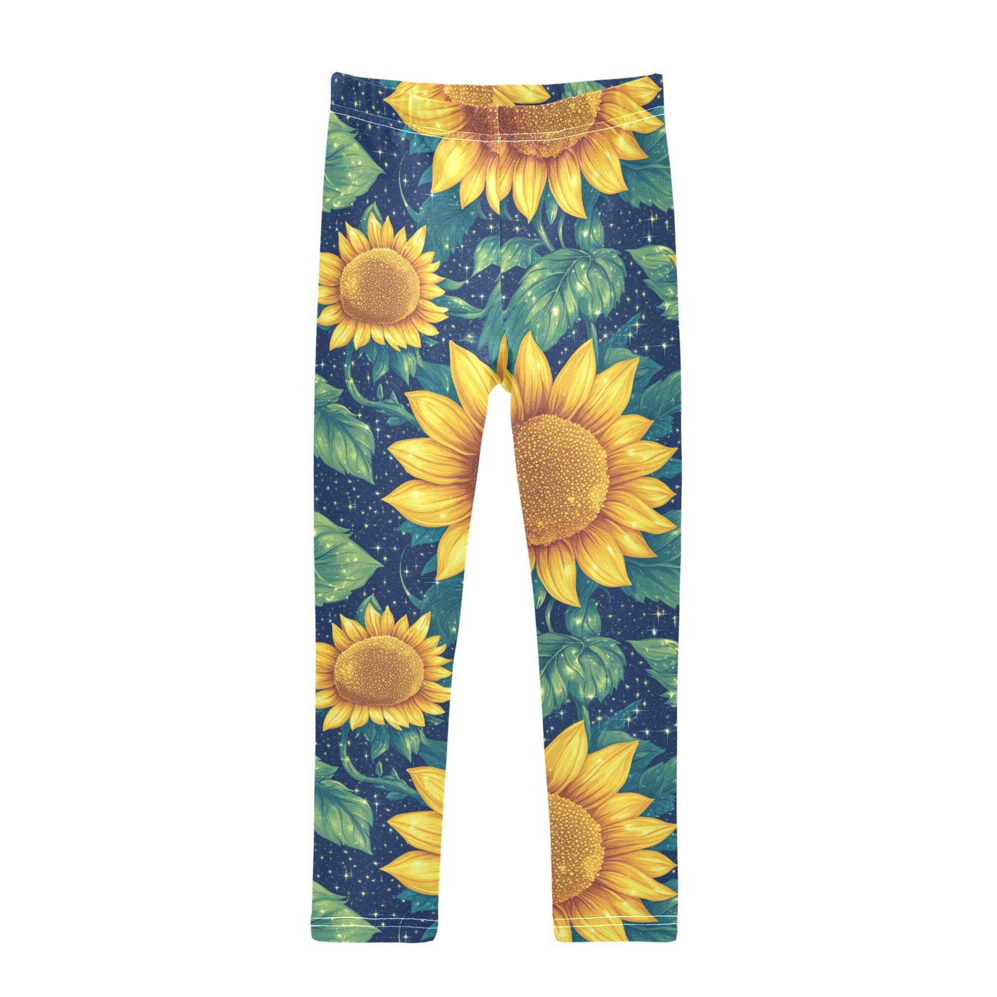 JUNZAN Parents' Day Beautiful Sunflowers Baby Girl Leg Warmers Leggings Fashion Dance Leg Warmers Fall Winter Warmer 7-8T