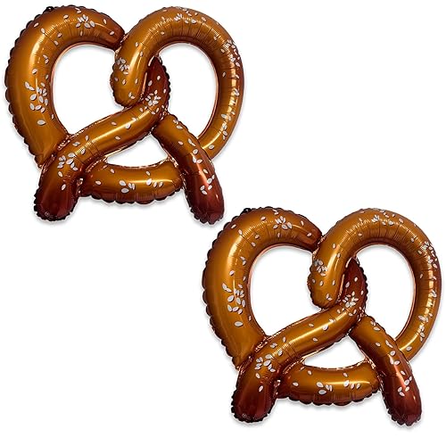 Giant 2Pcs Pretzel Bites German Bread Foil Balloons, Golden Brown,