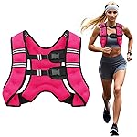 Poudee Weighted Vest, 16LB Weight Vest for Men Women, Body Weight Vests Adjustable with Reflective Stripe for Strength Training, Running, Training Workout, Jogging, Walking - 16LB, PINK
