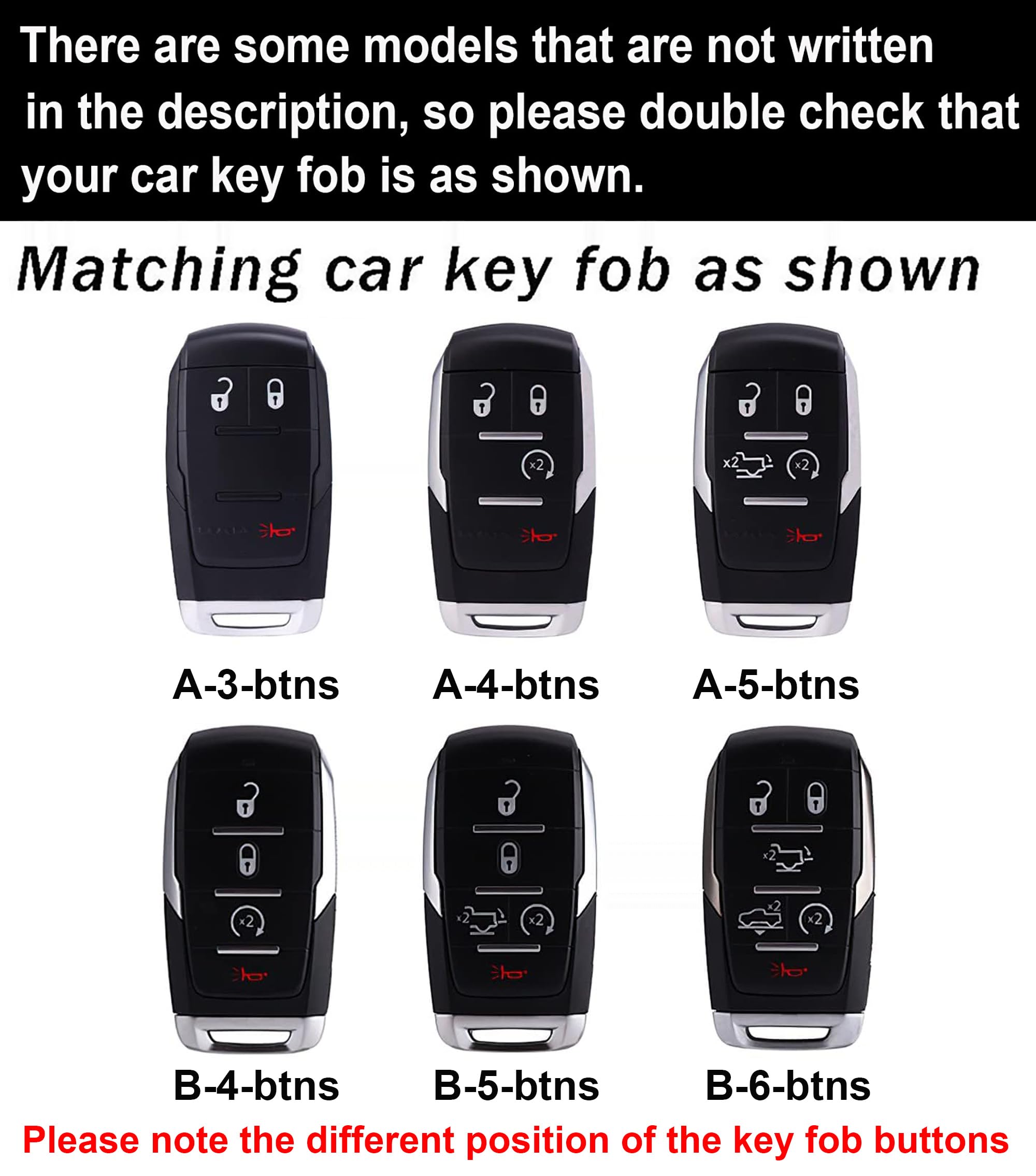 Photo 1 of ontto Smart Remote Key Cover Case Compatible with Ram 1500 2500 3500 4500 5500 2019-2025,Key Fob Holder Case Fit for Dodge Ram Truck Key Remotes,5-Button-Black