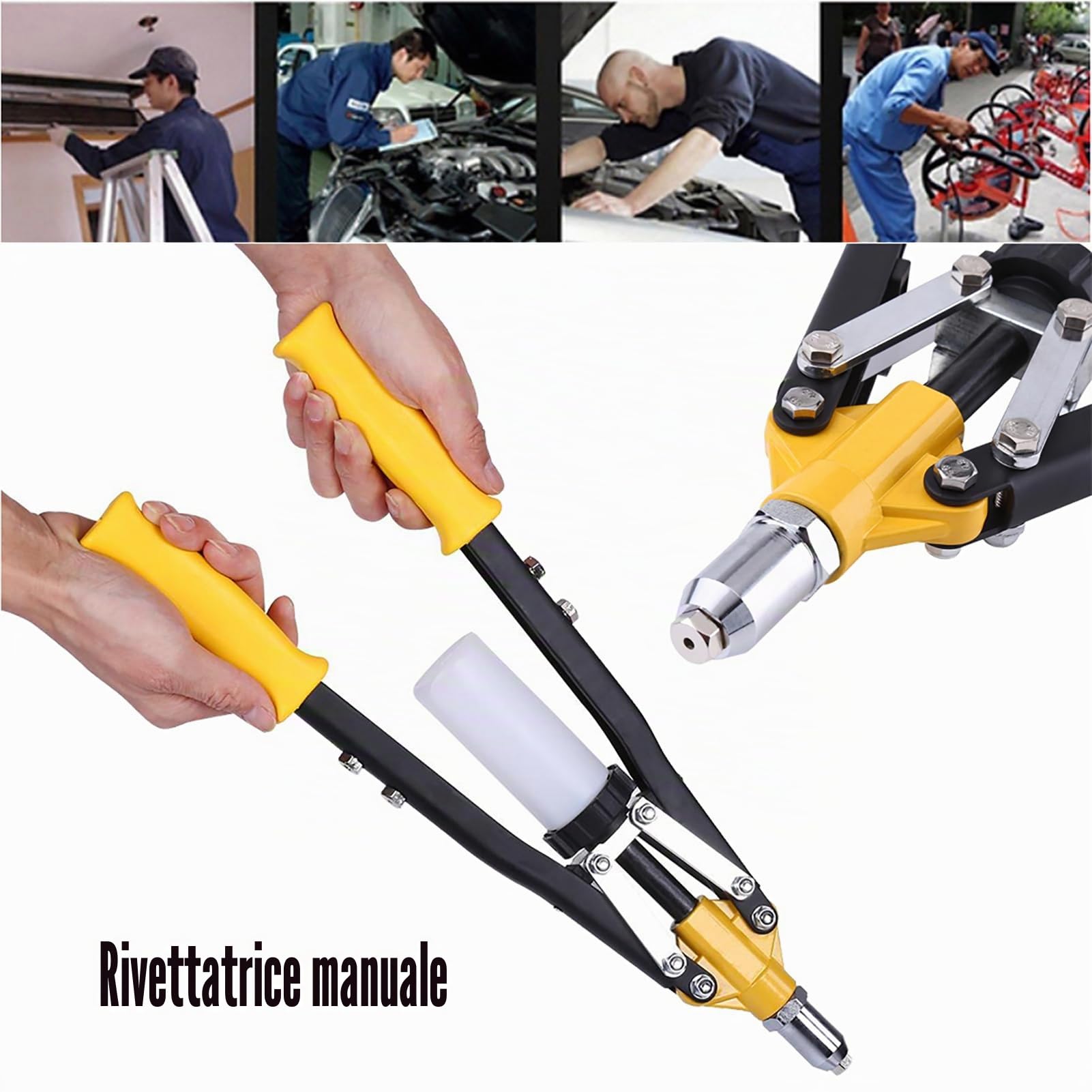 Rivettatore - Pinza per Rivettare Manuale Professionale con 6 Naso per Rivetti ciechi 2,5 mm, 3 mm, 3,2 mm, 4 mm, 5 mm, 6 mm