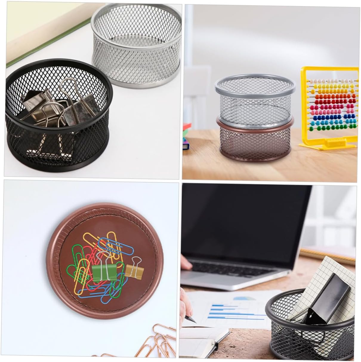 DOITOOL 3pcs Metal Mesh Paper Clip Dispenser Stylish Office Organizer for Home School Use Multi Purpose Desk Storage Container Tidy Stable Design