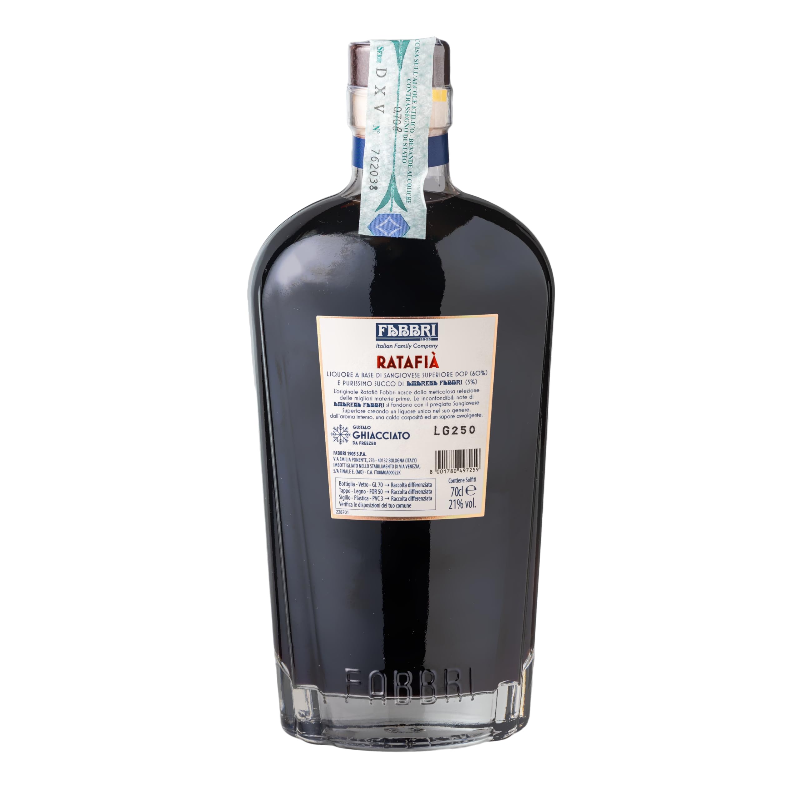 Fabbri 1905 - Ratafià 70cl | Liquore di purissimo Succo di Amarena Fabbri e Sangiovese Superiore di Romagna DOP