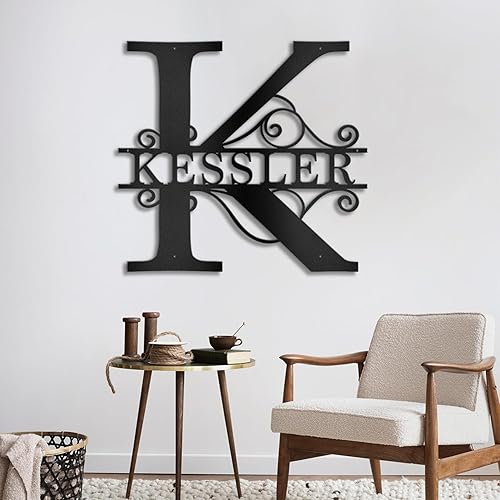 Miniatura 3 de Custom Metal Signs  Metal Name Sign  Metal Wall Art  Split Letter Monogram Wall Decor  Metal Wall Art Last Name Sign  Family Name Sign  Personalized