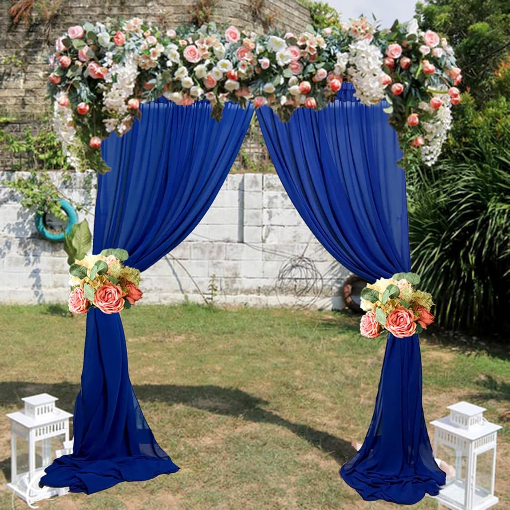 Red Chiffon Backdrop Curtain, 2 Packs 28x120 Inches, 100% Polyester, Rod Pocket, for Weddings, Parties, Semi Sheer Curtains, Voile Curtains, Red Backdrop Drapes