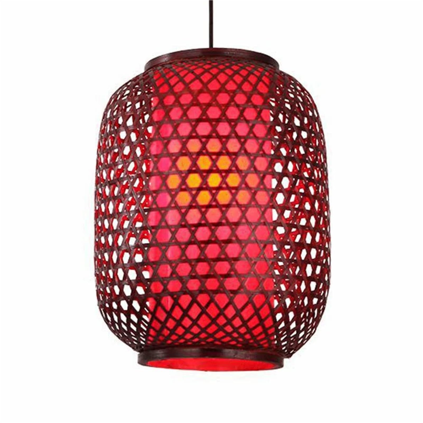 KBUUKYYXouy Red Antique Lantern Rustic Hanging Lamp Pendant Chandelier Light Ceiling Vintage Adjustable Chinese Country for Restaurant Bar Corridor Teahouse(9.8in*15.7in)