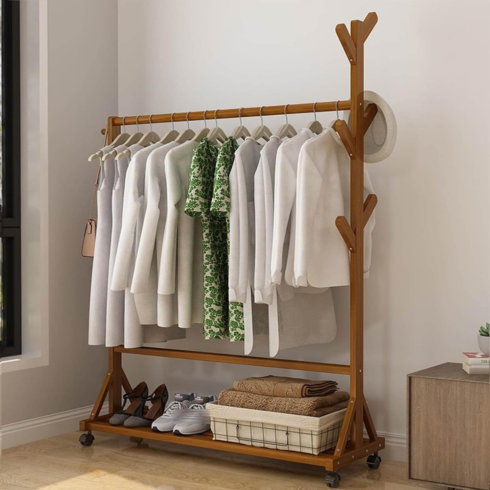 Wieszaki do sypialni, niezależne nowoczesne wieszaki, uchwyty, drążki do wieszania, mocne podstawy, stabilne wieszaki, dobra nośność, odpowiednie(Brązowy-80x158cm