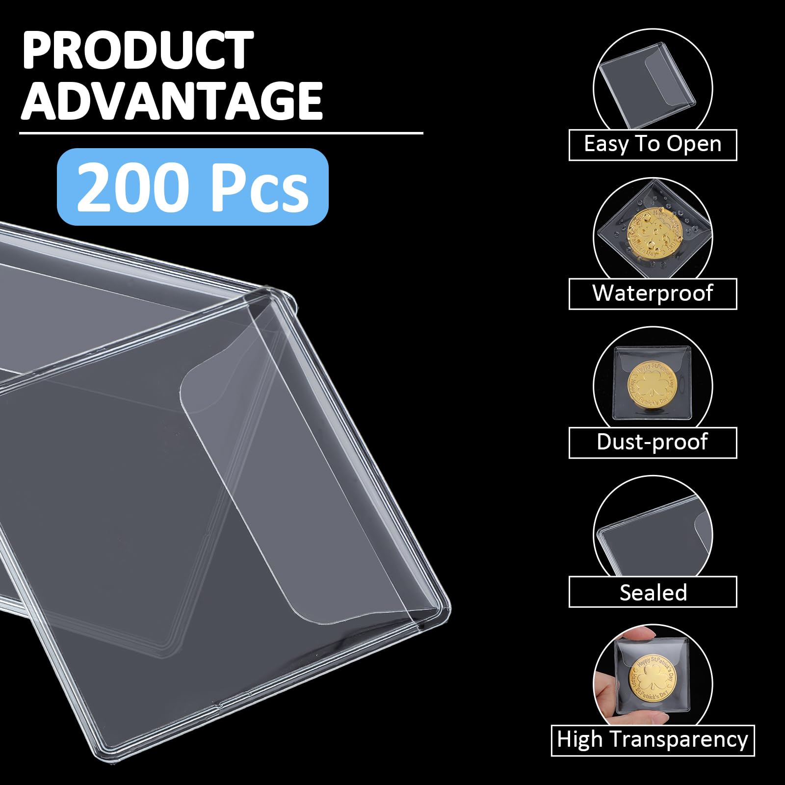 PATIKIL 50-Pack Coin Sleeves - 2.13" X 4.17" Clear PVC Flips For Coin Collecting, Jewelry, Small Items - View #13