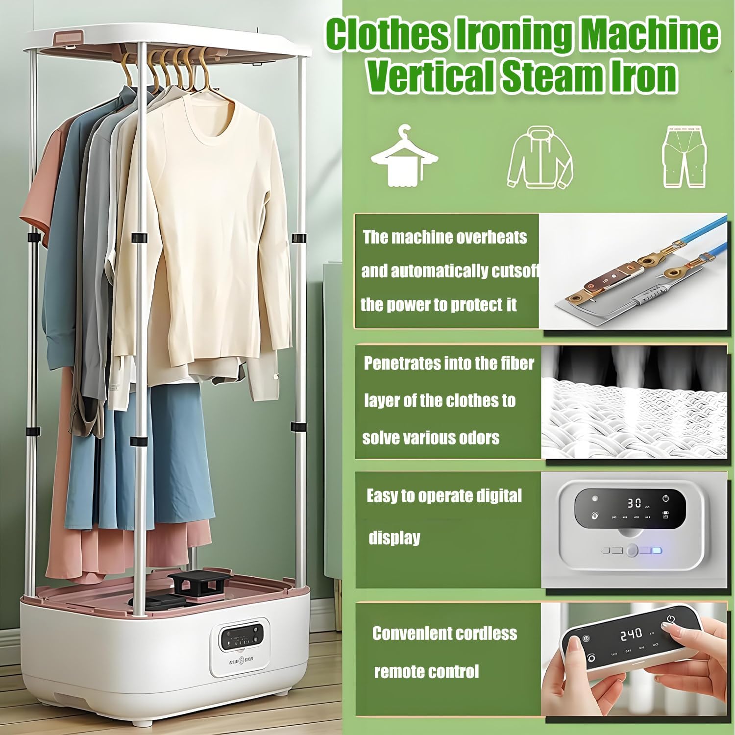 Clothing Care Machine, Household Small Quick Drying Foldable Dryer, Fully Automatic Steam Ironing Dryer with Remote Control