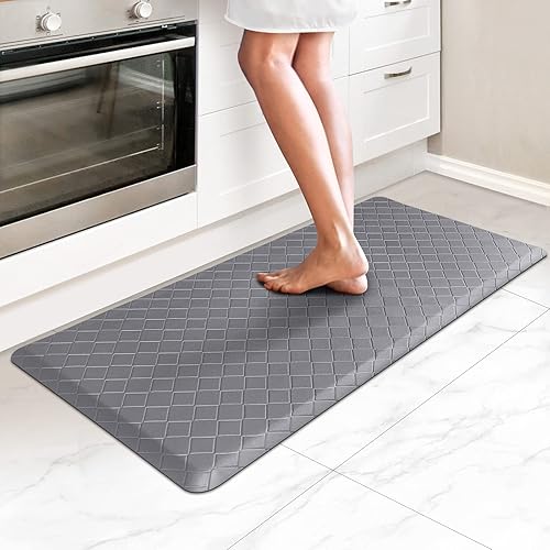 Vista 137 de HappyTrends - Tapete acolchado antifatiga de 17.3 x 28 pulgadas, grueso, impermeable, antideslizante, resistente, ergonómico, cómodo, para cocina