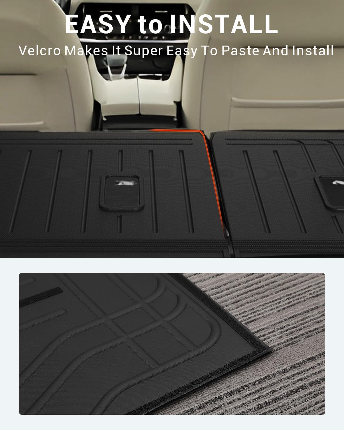 Ecarzo Backrest Mat Compatible with 2021-2024 2025 Nissan Rogue Accessories TPE Back Seat Protector All Weather Waterproof Cargo Liner for 2025 Nissan Rogue Accessories - Balck