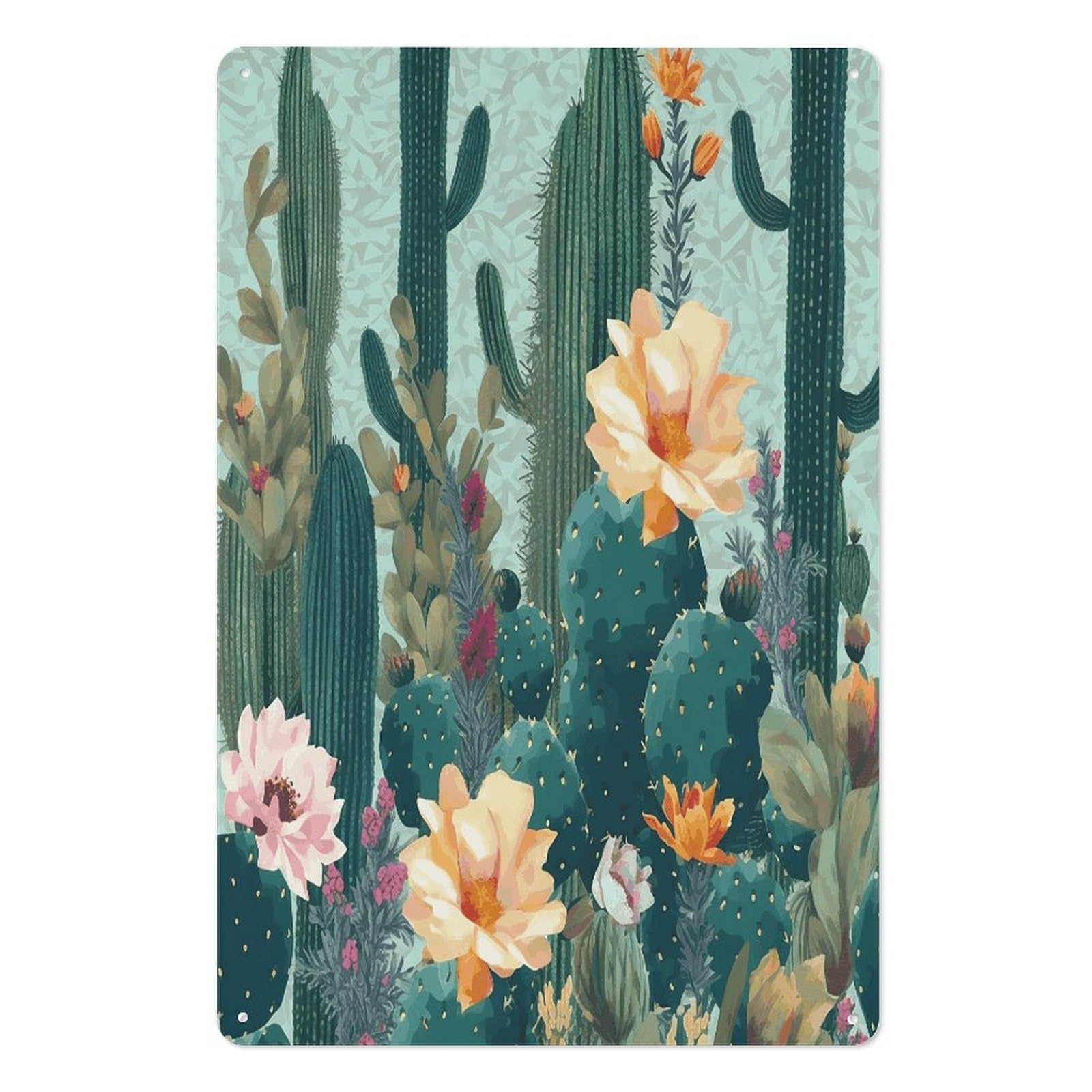 Adfgyerh Style Summer Floral Cactus Tin Sign Hanging Art Prints,Wall Decor For Gifting And Party Decoration 7.9X11.8 Inch,Wall Art For Home Garden Greenhouse Living Room Bedroom Yard