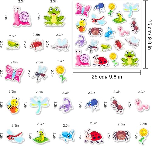 Miniatura 5 de Whaline 40 calcomanías de gel grueso para insectos y ventanas de insectos, calcomanías de gel para ventana de insectos, lindas calcomanías