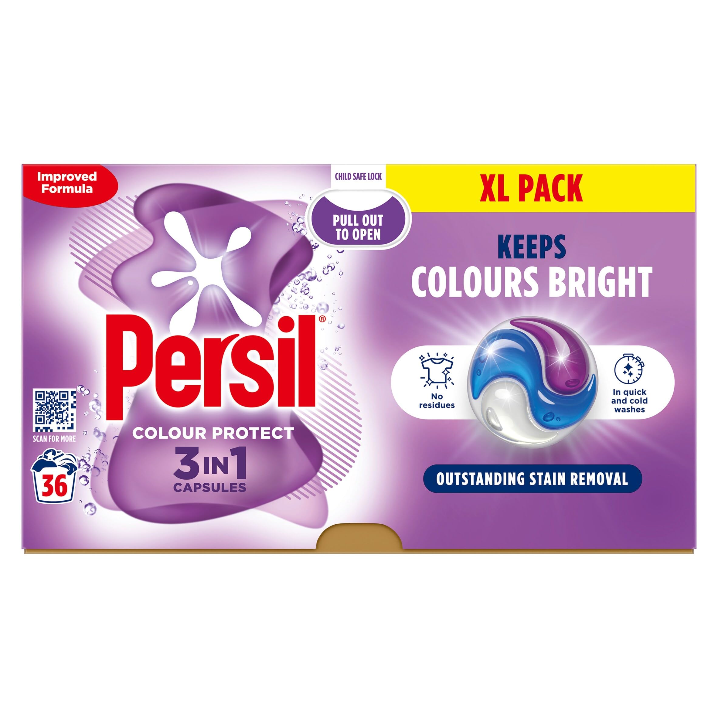 Persil Kapsułki do prania Color Protect 3 w 1 utrzymują jasne kolory, zapewniając doskonałe usuwanie plam podczas szybkiego i zimnego prania 108 prań (3 x 36)