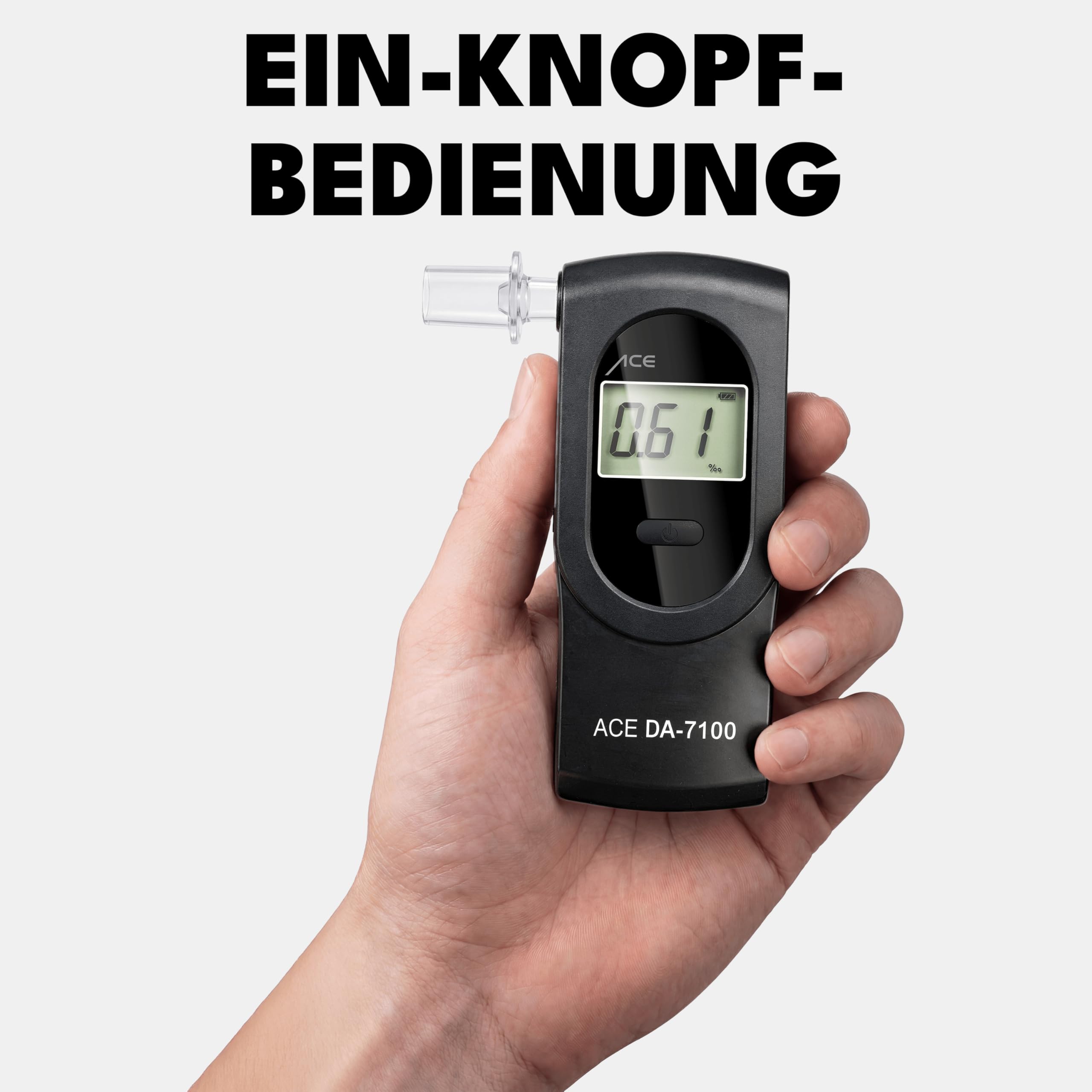 ACE DA-7100 Alkoholtester - kompaktes Alkohol-Messgerät mit elektrochemischem Sensor - Promilletester polizeigenau kalibriert