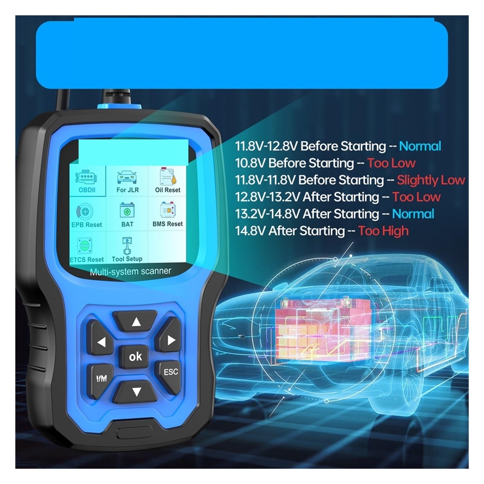 Scanner OBD2 Lecteur De Codes Automobiles For Les Systèmes ABS EPB SRS OIL BAT Reset Outil D'analyse De Diagnostic De Voiture
