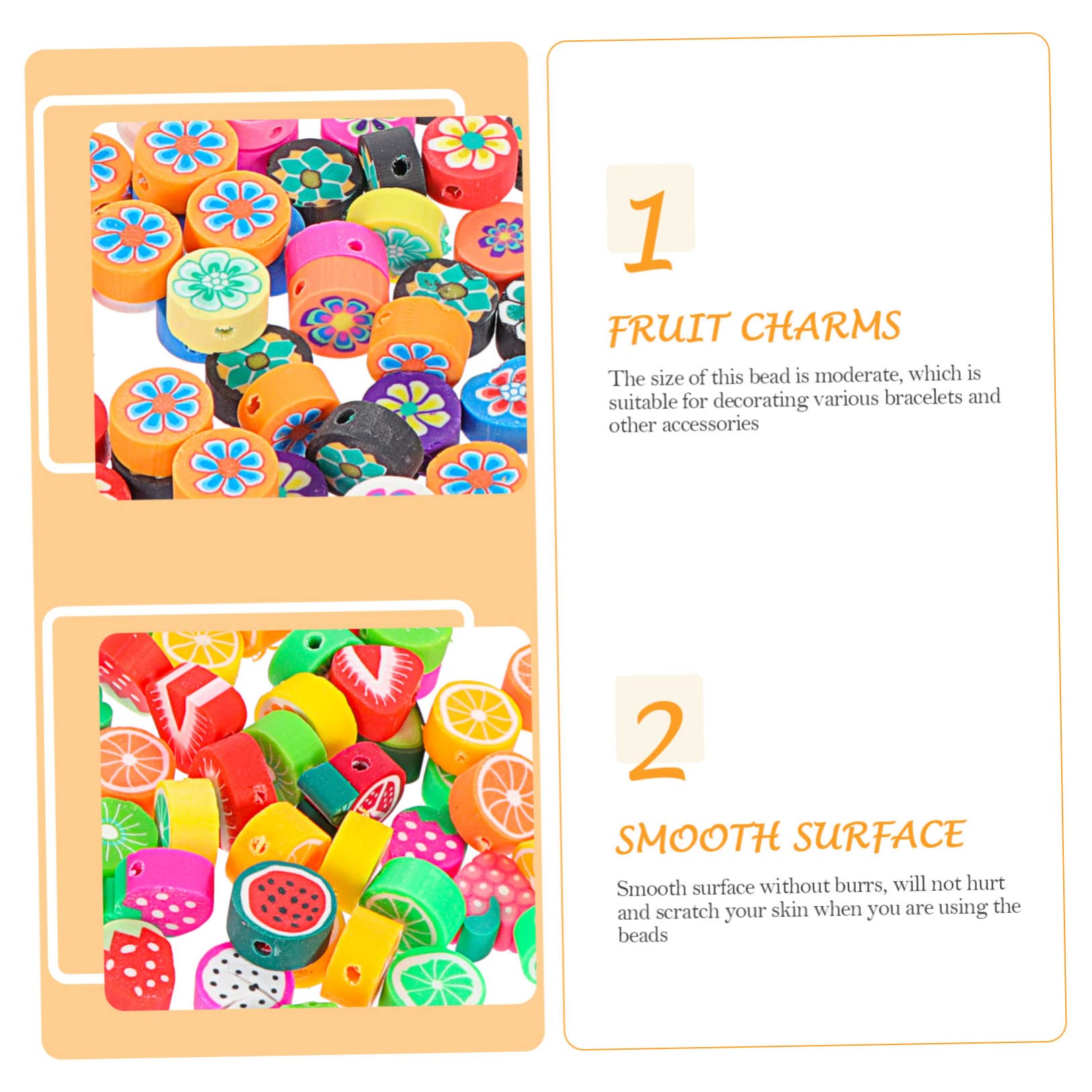 Uonlytech Abalorios De Frutas De Arcilla Polimérica Para Manualidades Diy Accesorios Para Pulseras Y Collares Para Adultos 100 Piezas*5