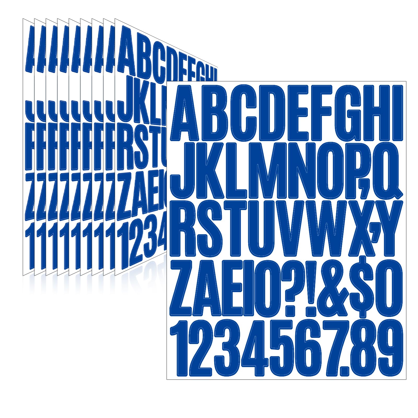 Llewyn 470 Pcs 10 Sheets Letter Stickers,Self Adhesive Waterproof 2 Inch Mailbox Numbers Vinyl Stickers,Alphabet Decals for Water Bottle,Window,Door,