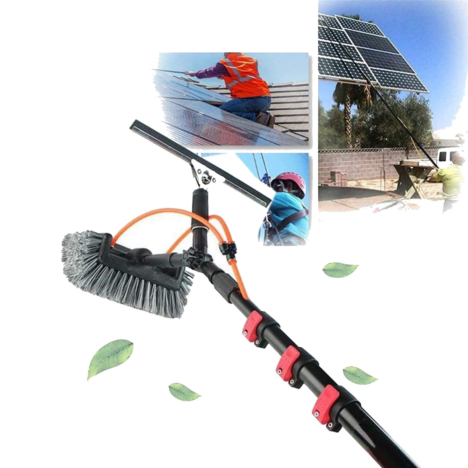 DUANHOZ 6m Window Cleaning Pole, Water/Hose Delivery Pole, Window Cleaning Brush Equipment, Cleaning Photovoltaic and Solar Panels (6m/20ft Pole, 30cm Brush Head),5.4M/18FT
