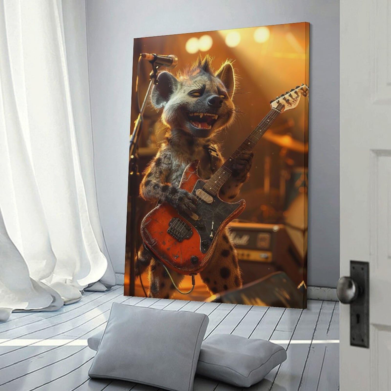 Junmoney Hyena Rock Decorative Wall Artwork 16x24inch(40x60cm), for Home Lounge, Bedroom Or Reading Nook, Modern Wall Decor for Cosy Interiors