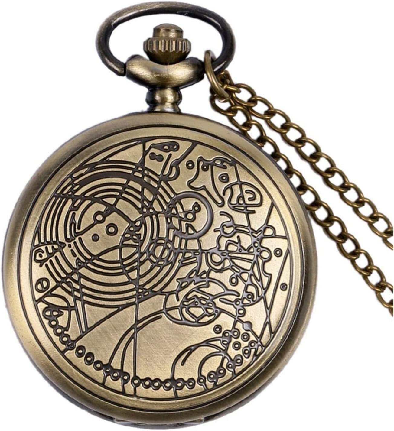 Desconocido Reloj de Bolsillo, Collar de Reloj de Bolsillo de Cuarzo Vintage de Bronce Cadena Colgante de Metal Retro Regalo clásico for fanáticos Hombres Mujeres Regalo