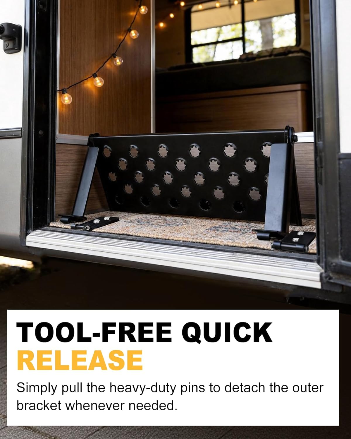 26" W Folding Large Trailer Stair with Quick Release Pins, Hinged RV Step with Hardware for Campers Trucks Entry Platform Ladder - Heavy Duty Punch Plate Non-Slip 350 lb. Capacity