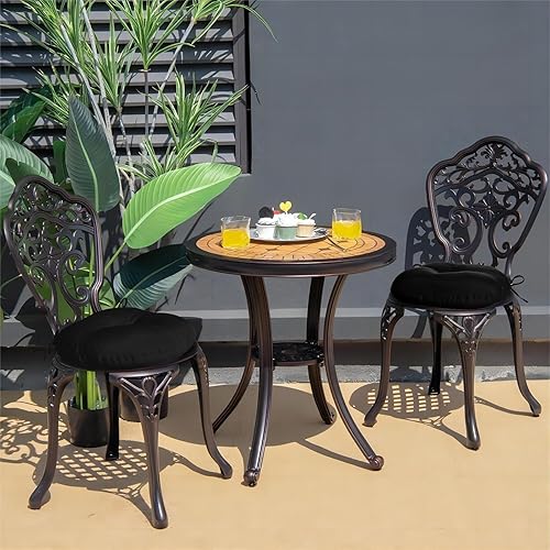 Miniatura 7 de downluxe Cojines redondos para sillas de exterior, impermeables, de espuma viscoelástica, para muebles de patio, 15 x 15 pulgadas, color negro,