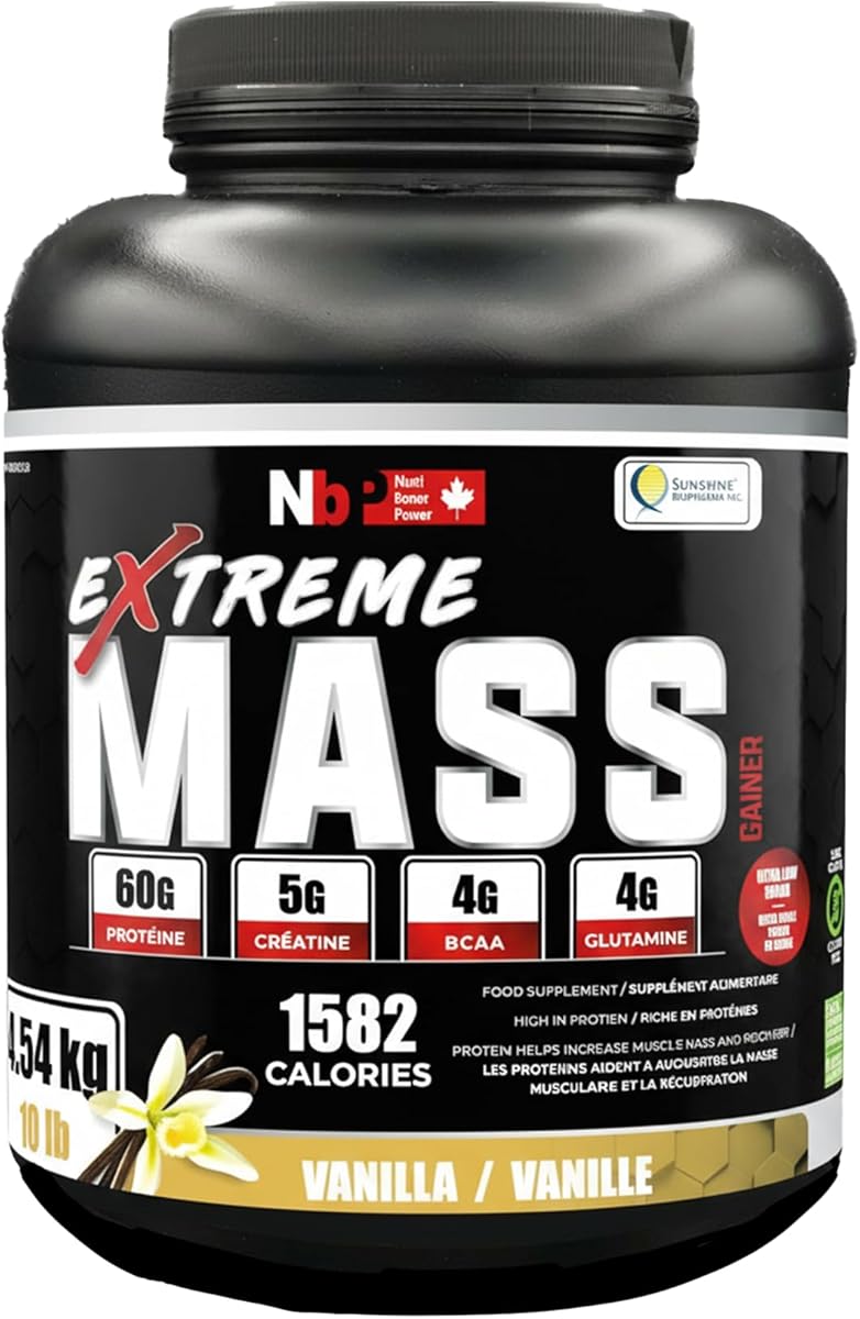 Sunshine Biopharma Sunshine Biopharma’s Extreme Mass Gainer, 12 Servings (375g), 1582 Cal & 60g Protein, Bulk High-Calorie Serving for Muscle Builder & Weight Gainer