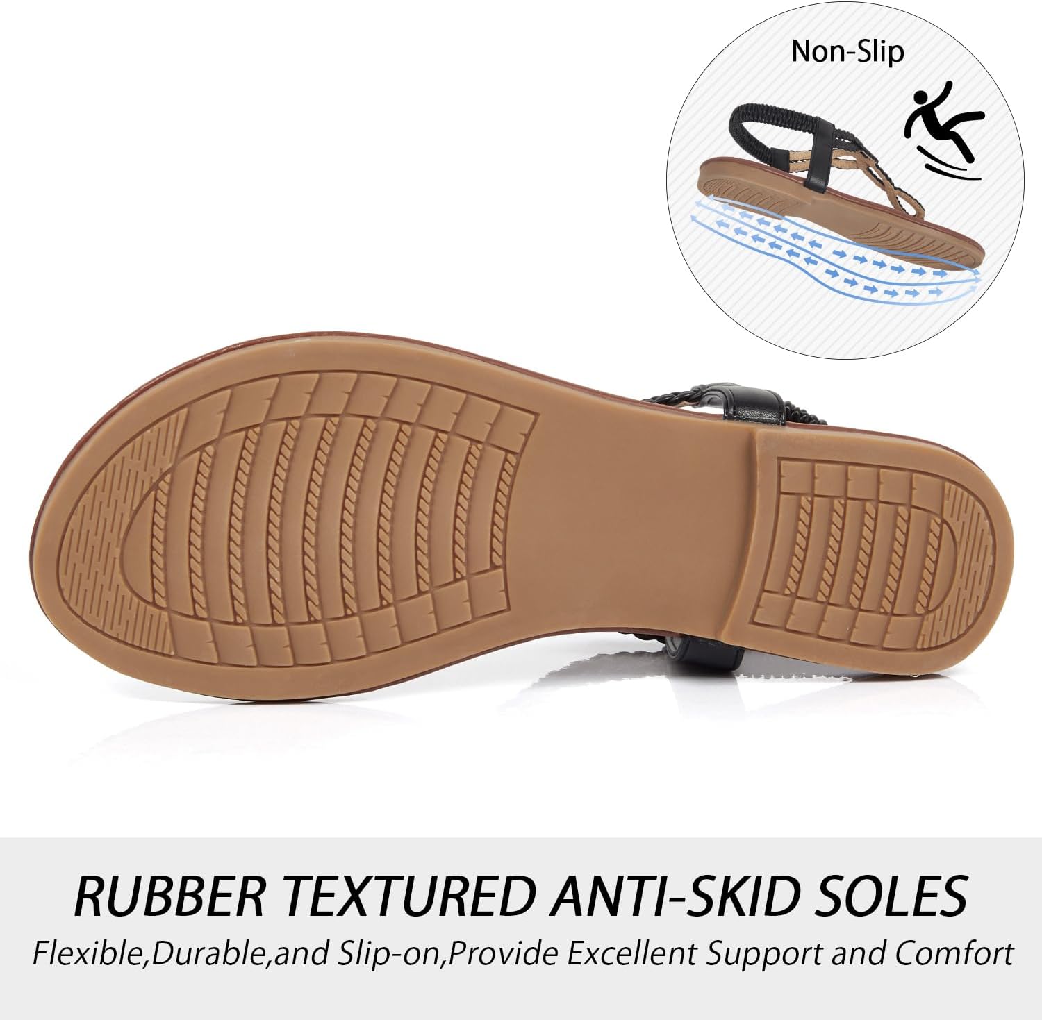 iCKER Women Flat Sandals Braided Thong Summer Elastic Strap Woven Beach Dressy Flip Flops Sandals - Image 4