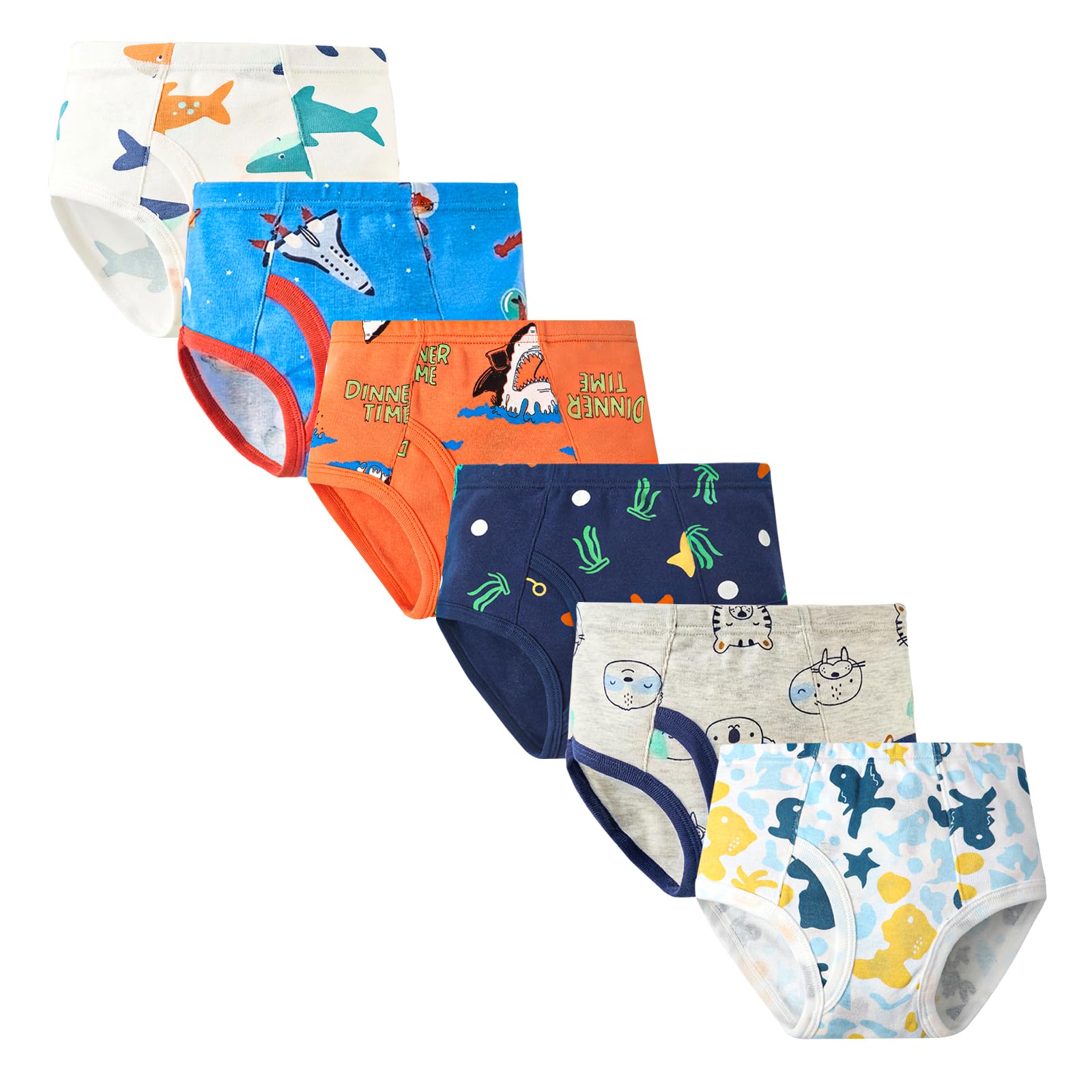 Boys Underwear Briefs Cartoon Print Pattern 100 Cotton Comfortable And Breathable Toddler Underwear 6 Pack