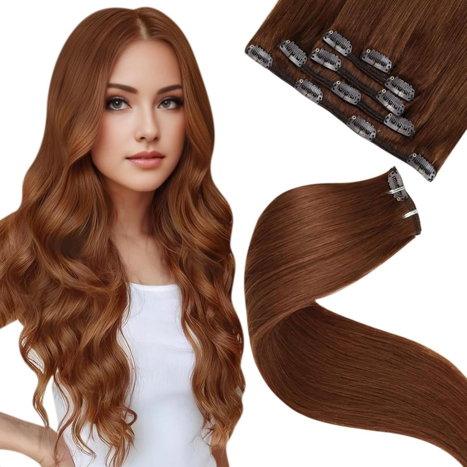 LaaVoo Extensions Echthaar Echt Haar Extension Clip Haarverlängerung Echthaar