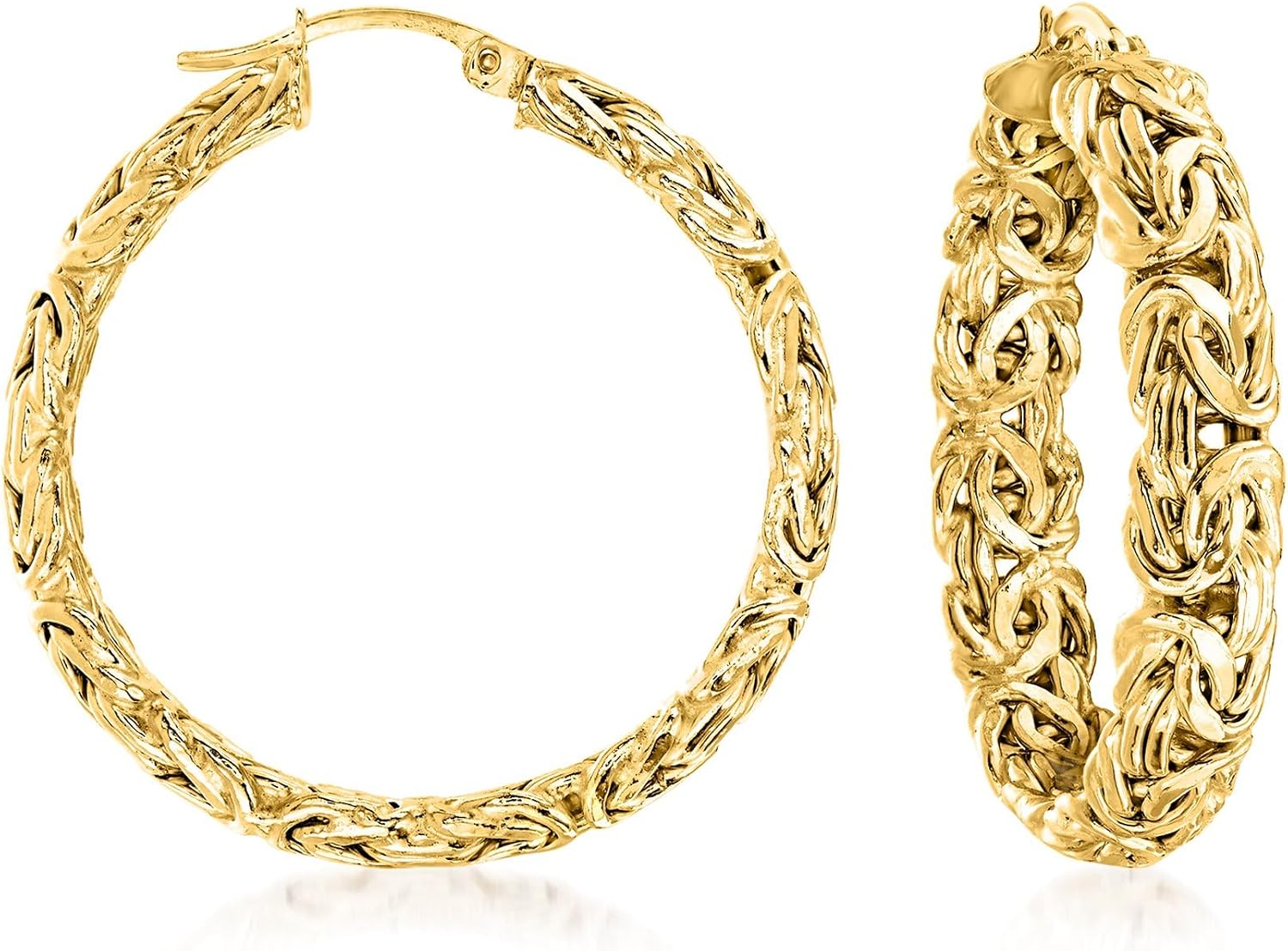 Ross-Simons 18kt Gold Over Sterling Large Byzantine Hoop Earrings
