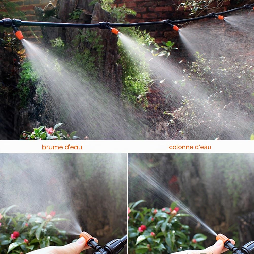 Hakeeta 50 Buses de brumisation pour Irrigation au Goutte-à-Goutte, atomiseur de tête d’arroseur, Buses de pulvérisation pour arrosage, 2 Modes réglables: Brouillard d’Eau et Colonne d’Eau