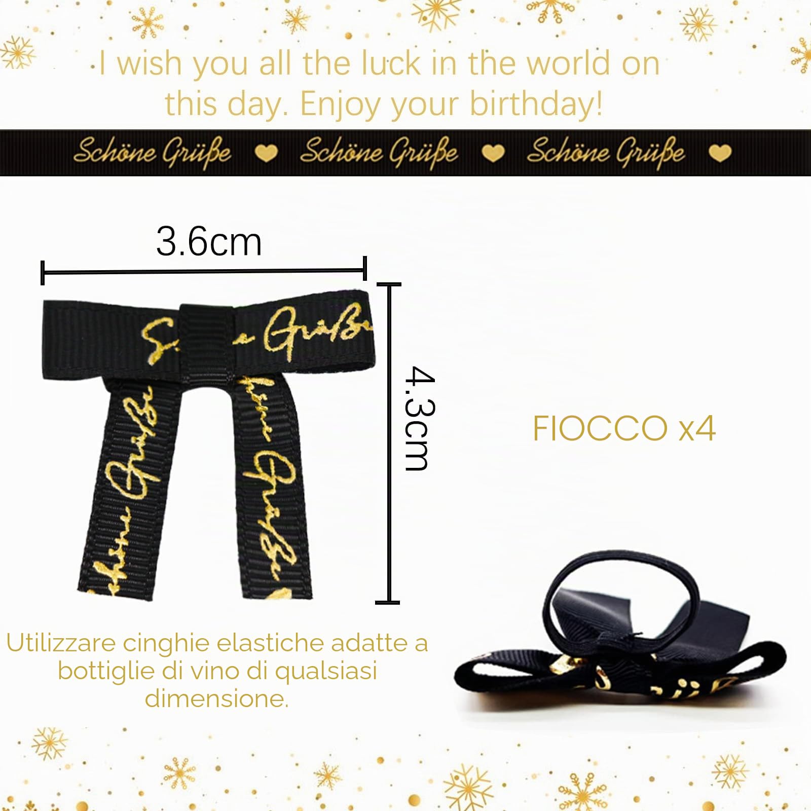 Sugeru 4 pezzi - Etichette per bottiglie per 60° compleanno e fiocchi regalo | Etichette per vino personalizzate autoadesive per spumante e vino spumante | Decorazioni per 60° compleanno, regalo