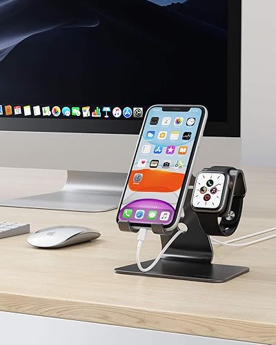 Miniatura 9 de OMOTON - Soporte de escritorio universal 2 en 1 para iPhone y reloj Apple Watch Series 5, 4,3, 2 y 1 (de 38 mm, 40 mm, 42 mm y 44 mm)