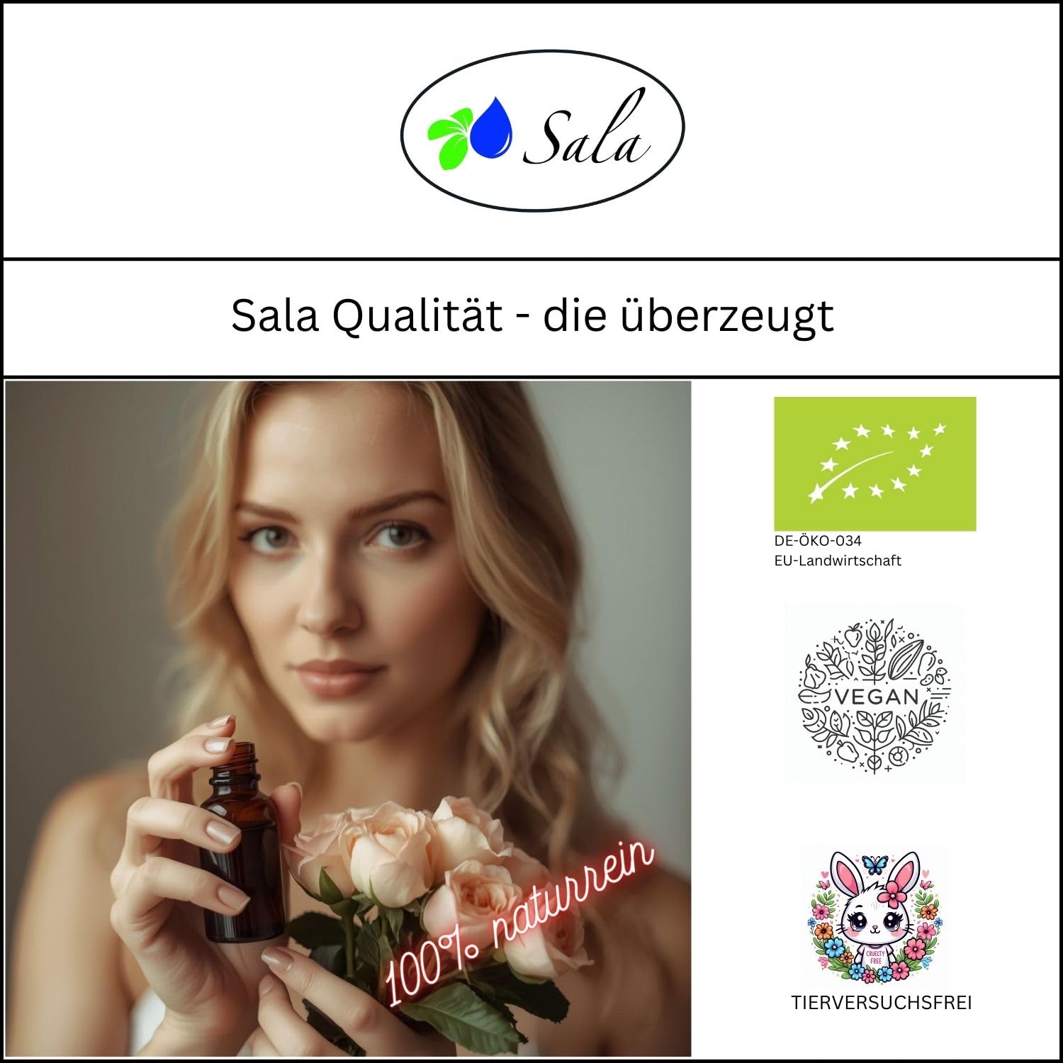 Sala Eau de rose bio 1 l 1000 ml Bouteille en verre