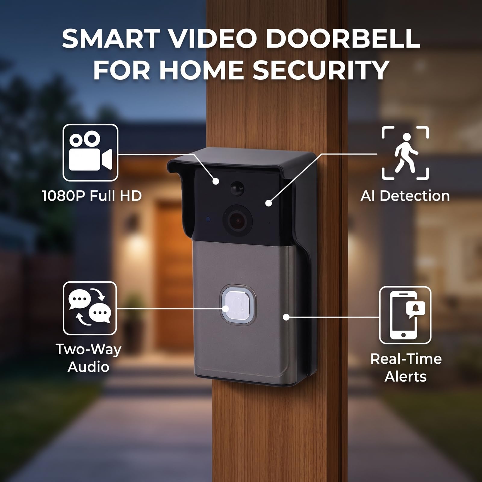 Timbre con Vídeo Inteligente, con Cable o con Batería, para Seguridad en el Hogar