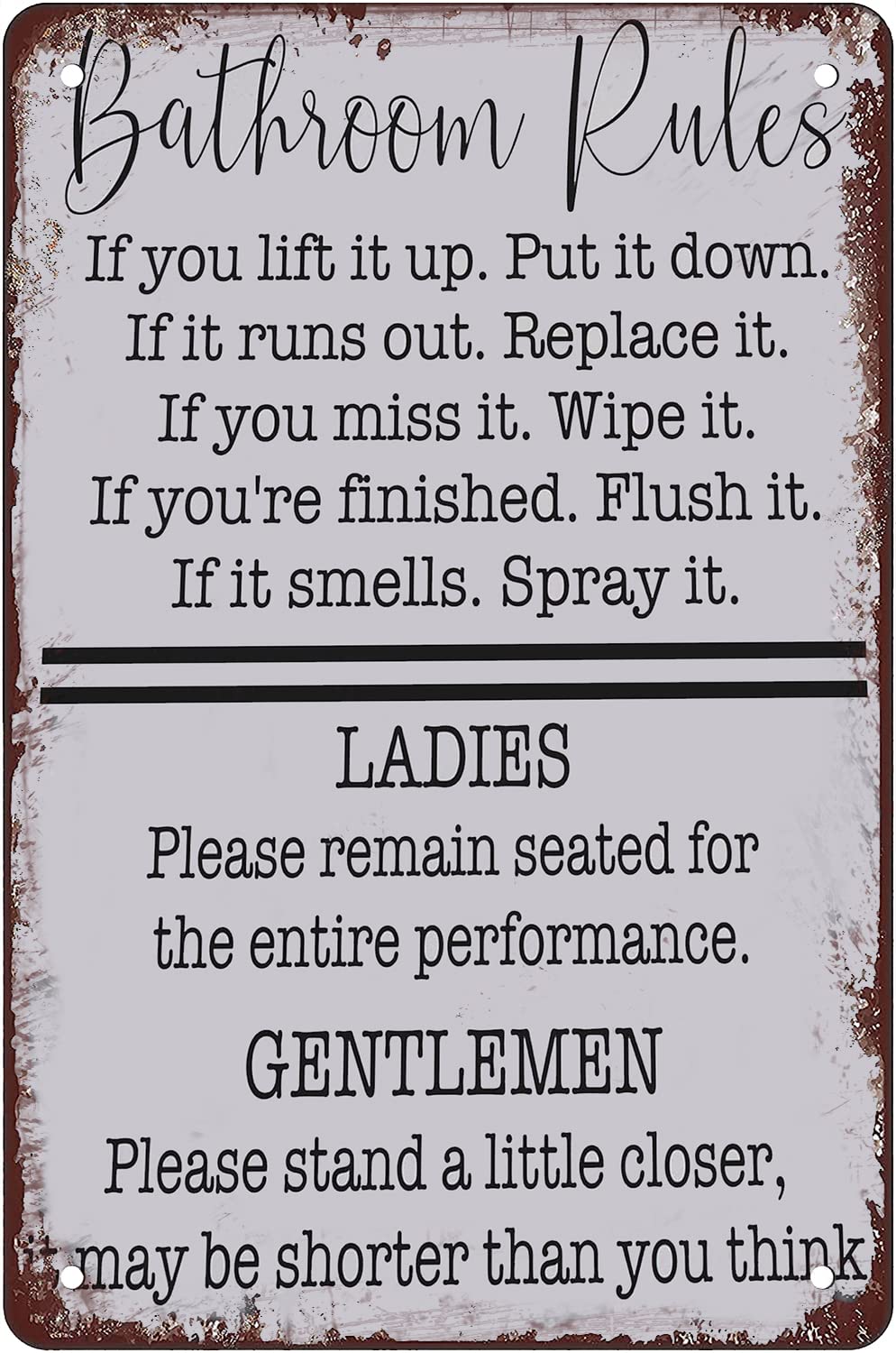Funny Bathroom Rules Sign Toilet Rule Plaque Bathroom Tin Sign Toilet Rules Sign For Bathroom Rustic Bathroom Rules Sign Bathroom Wall Decor Bath Signs For Bathroom Decor Bathroom Signs 8x12 Inch