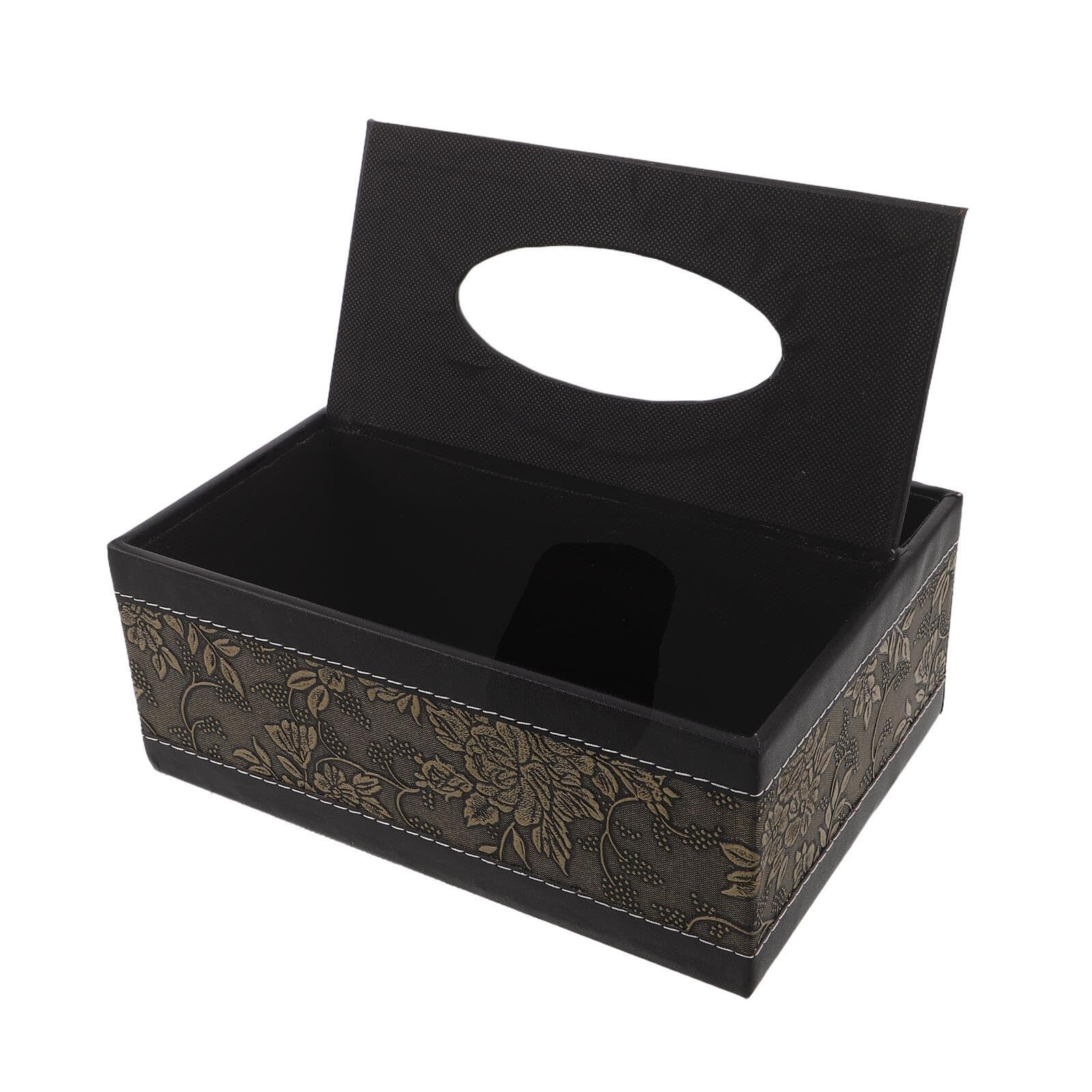 Boîte à mouchoirs carrée en similicuir noir pour ranger vos tables
