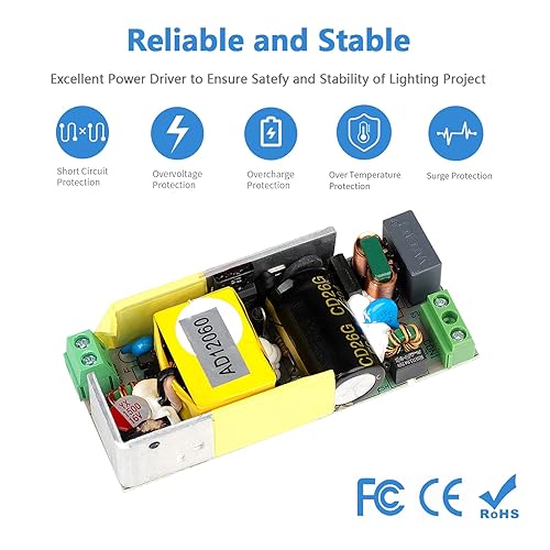 Miniatura 3 de Fuente de alimentación del controlador LED 12V 60W Controladores LED Transformador 100-240V AC a 12V DC Salida de bajo voltaje para tiras de luces,