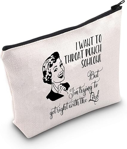 POFULL Regalo de estilo retro para ama de casa, sarcástico, vintage, para esposa, bolsa de cosméticos, regalo divertido para mamá, regalo retro