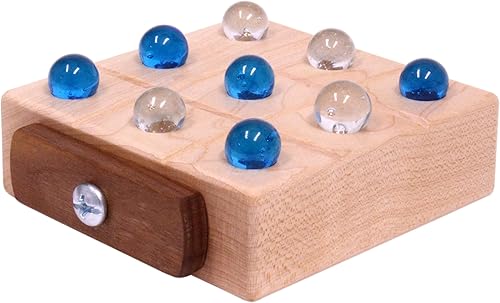 Miniatura 8 de AmishToyBox.com Juego de mármol de madera Tic Tac Toe con almacenamiento integrado para canicas (tabla de roble con tapa de cereza)