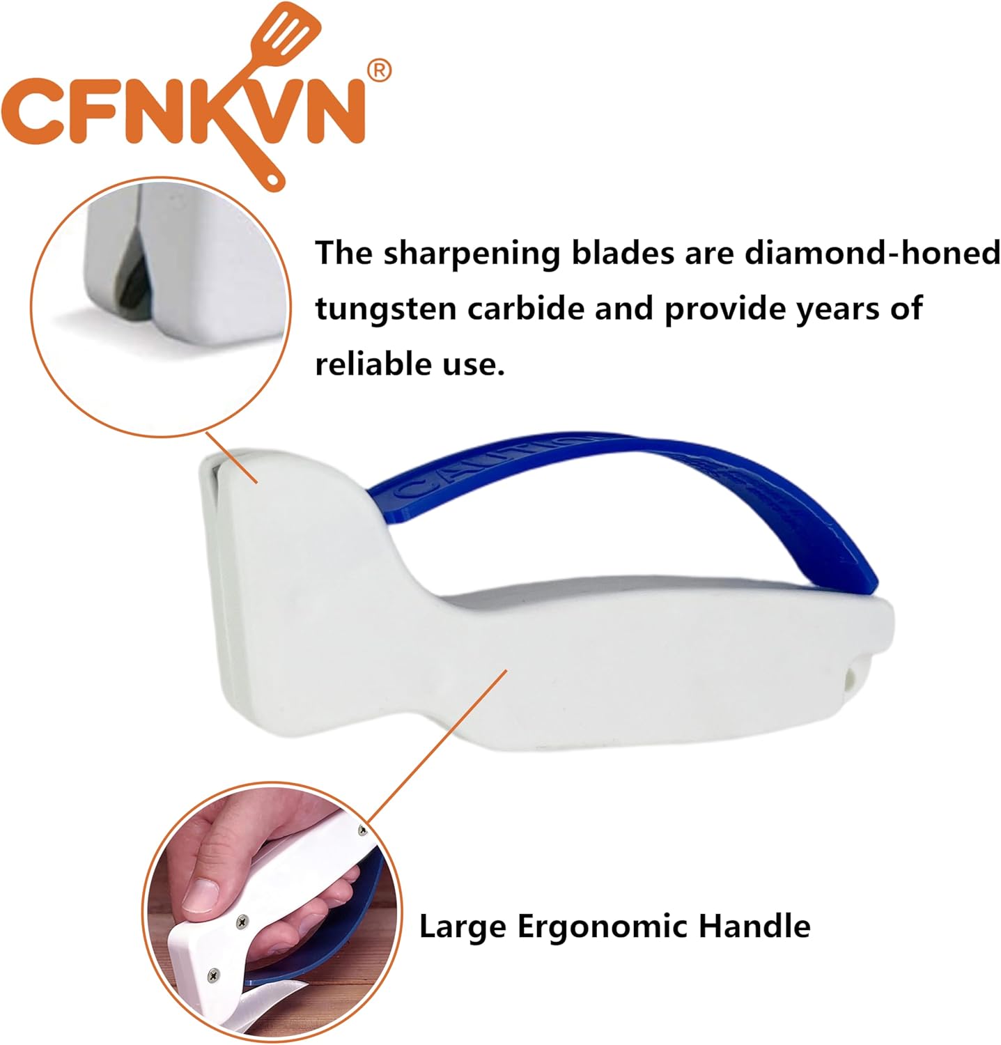 Knife Sharpener,Hand-Held Carbide Blade Sharpener, 2-Pack White - Replacement for Professional Chef & Kitchen Knives, Sharpens Straight & Serrated Blades Quick & Efficient