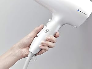Panasonic Nanoe Salon Hair Dryer with Oscillating QuickDry Nozzle, Blow Dryer with Diffuser and Concentrator Attachments, 3 Speed Heat Settings for Easy Styling and Healthy Hair - EH-NA67-W (White)