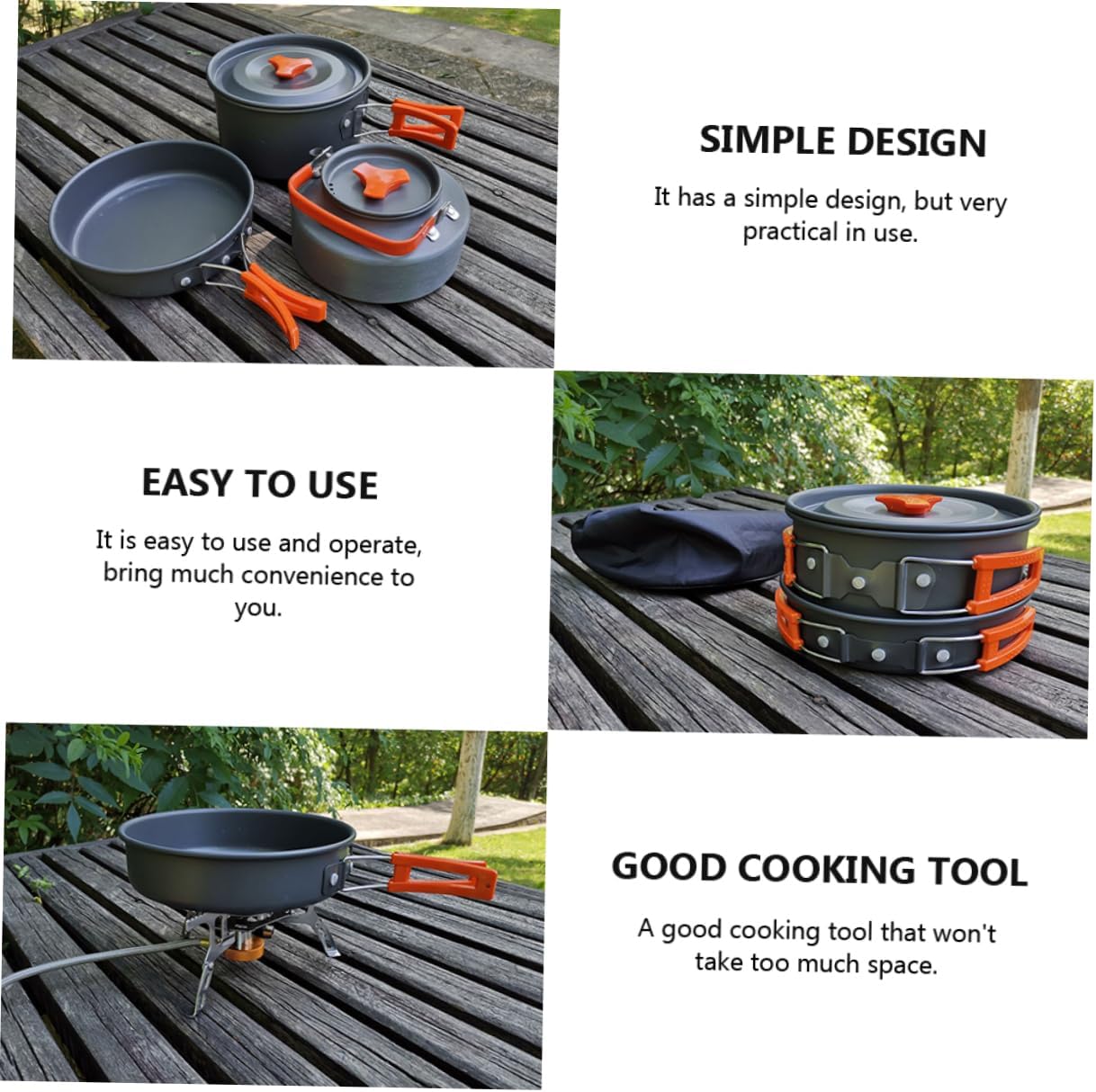 1set Camping Cookware Kit Lightweight Aluminium Alloy Cooking Pot Set for People High Temperature Resistant Portable Kettle for Outdoor Adventures