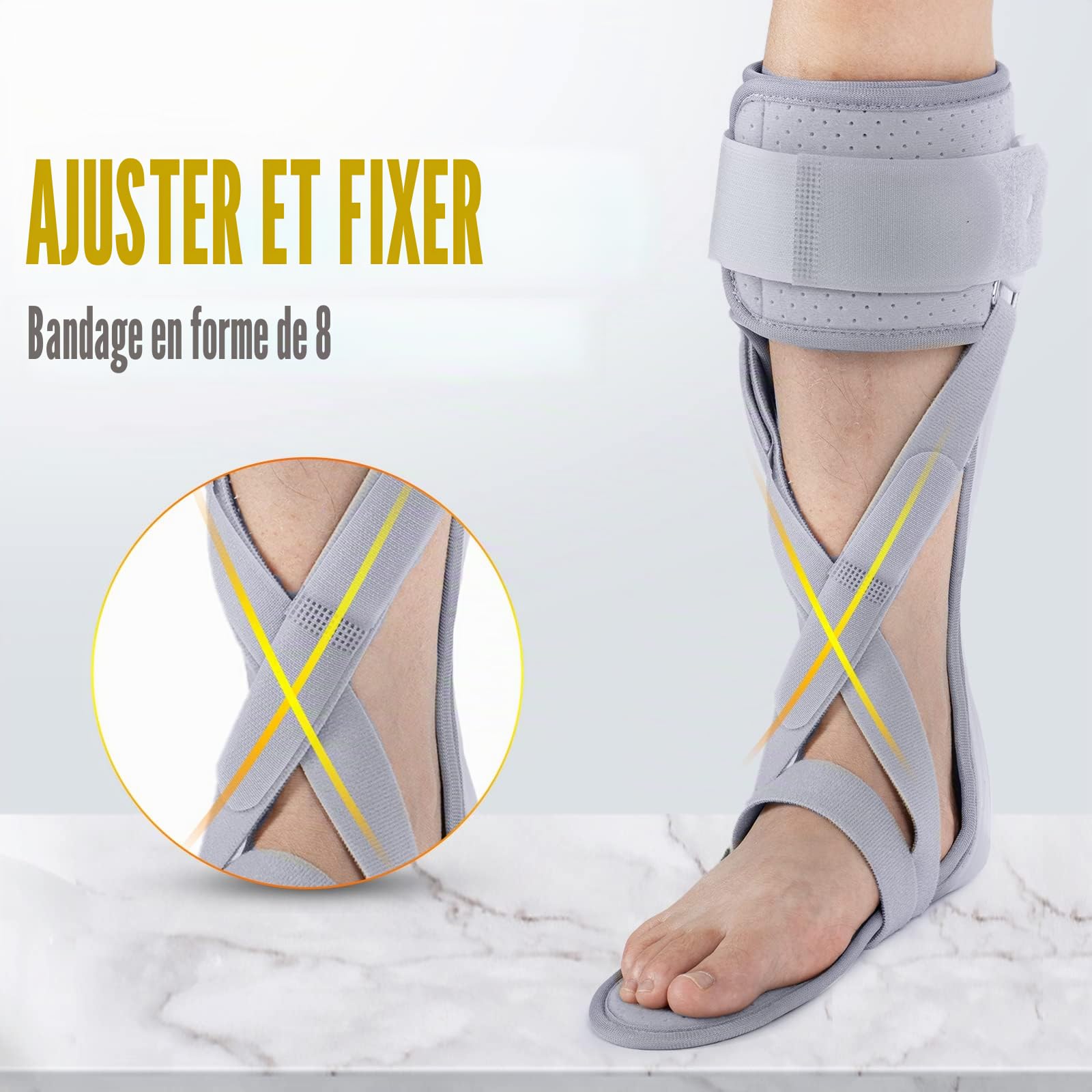 AFO Orthèse de pied tombante avec chaussure pour accident vasculaire cérébral et hémiplégie pour homme et femme (taille M, droite)