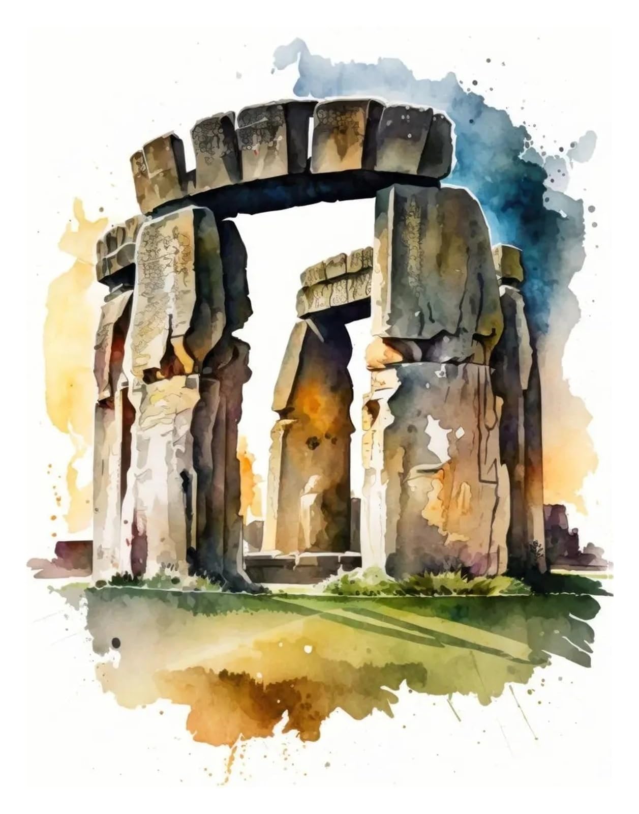 Tableaux Décoration Murale Moderne Affiches d'Architecture Vintage Aquarelle 30x40cm