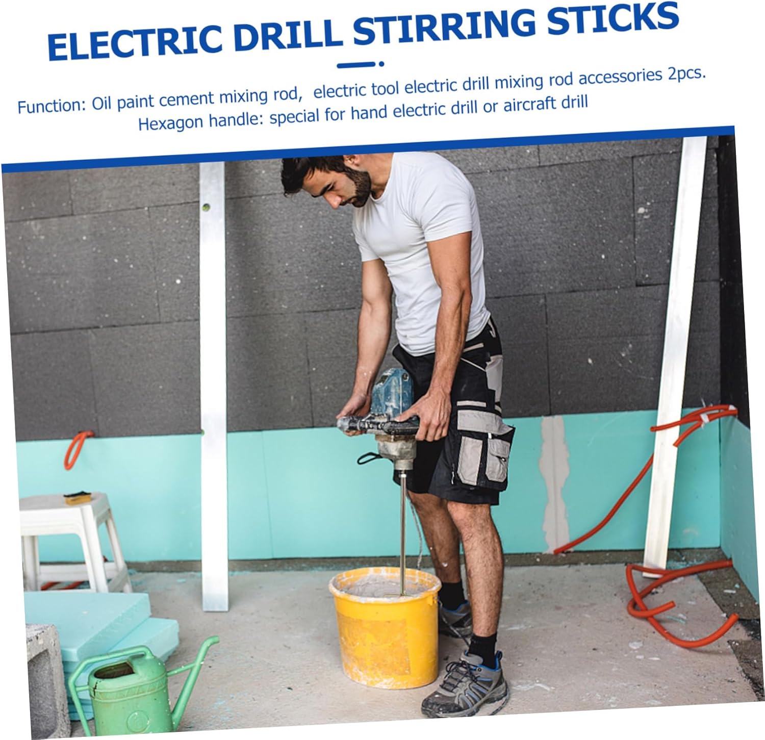 LIFKOME 2pcs Electric Drill Stirring Accessories Paint Stains Mixing Rods Cement Sticks Cement Mixing Tools