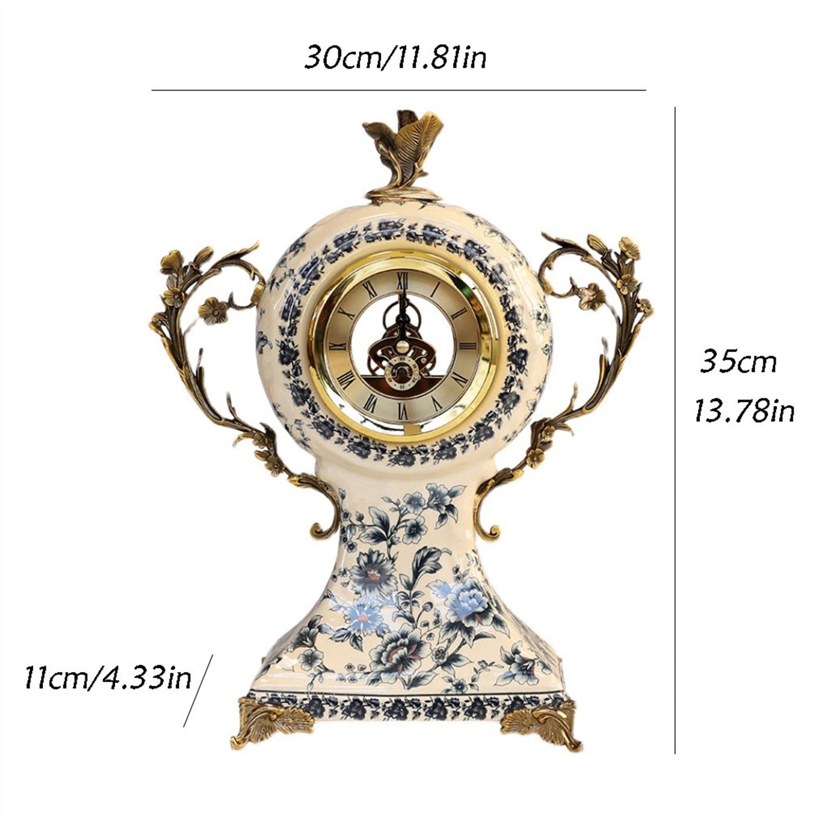 Décorative Horloge décorative de Style Classique en céramique Horloge créative Salon Chambre décoration silencieuse pour Bureau Chambre Table