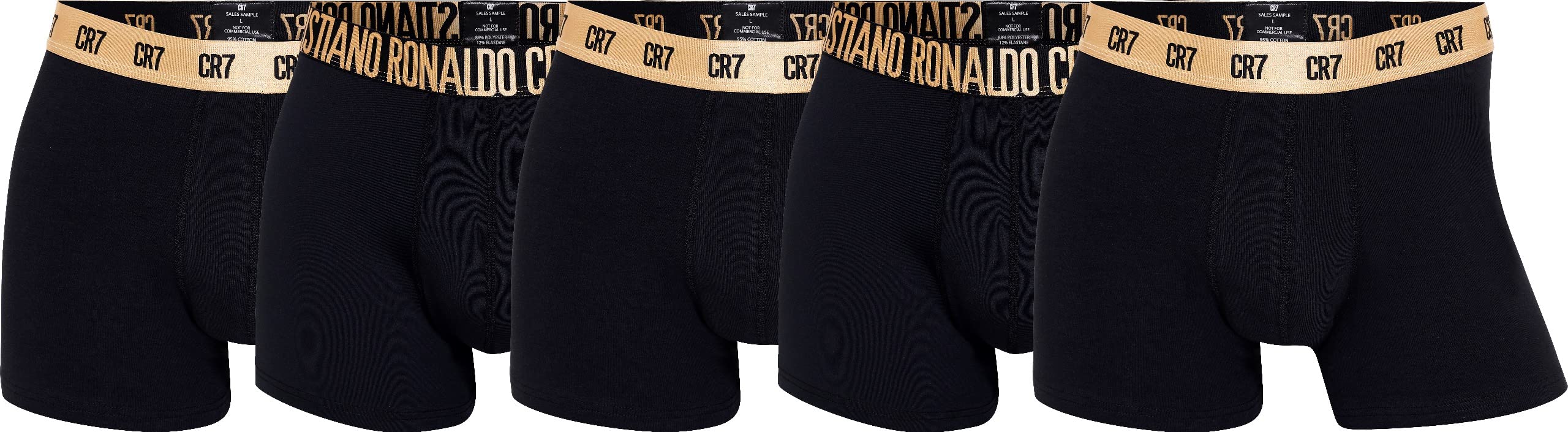 CR7 Men, Cotton Cristiano Ronaldo Basic Trunk Organic,5-Pack L Size Black